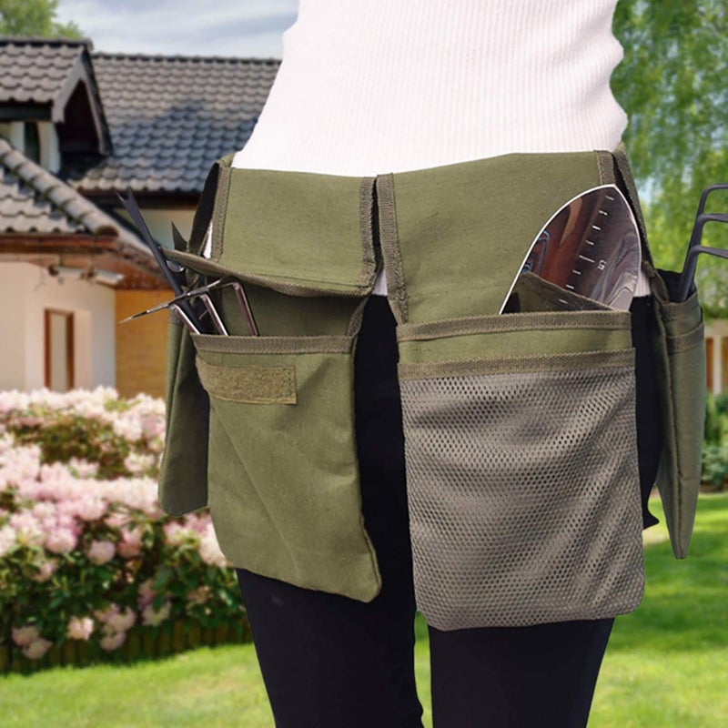 COCO Park Gardening Tool Belt Bag - Canvas Waist Tool Apron Organizer Hanging Pouch with 4 Pockets for Gardeners Picking Fruit Weeding, Fits Women & Men, Waterproof, 1 Pcs - Image 1